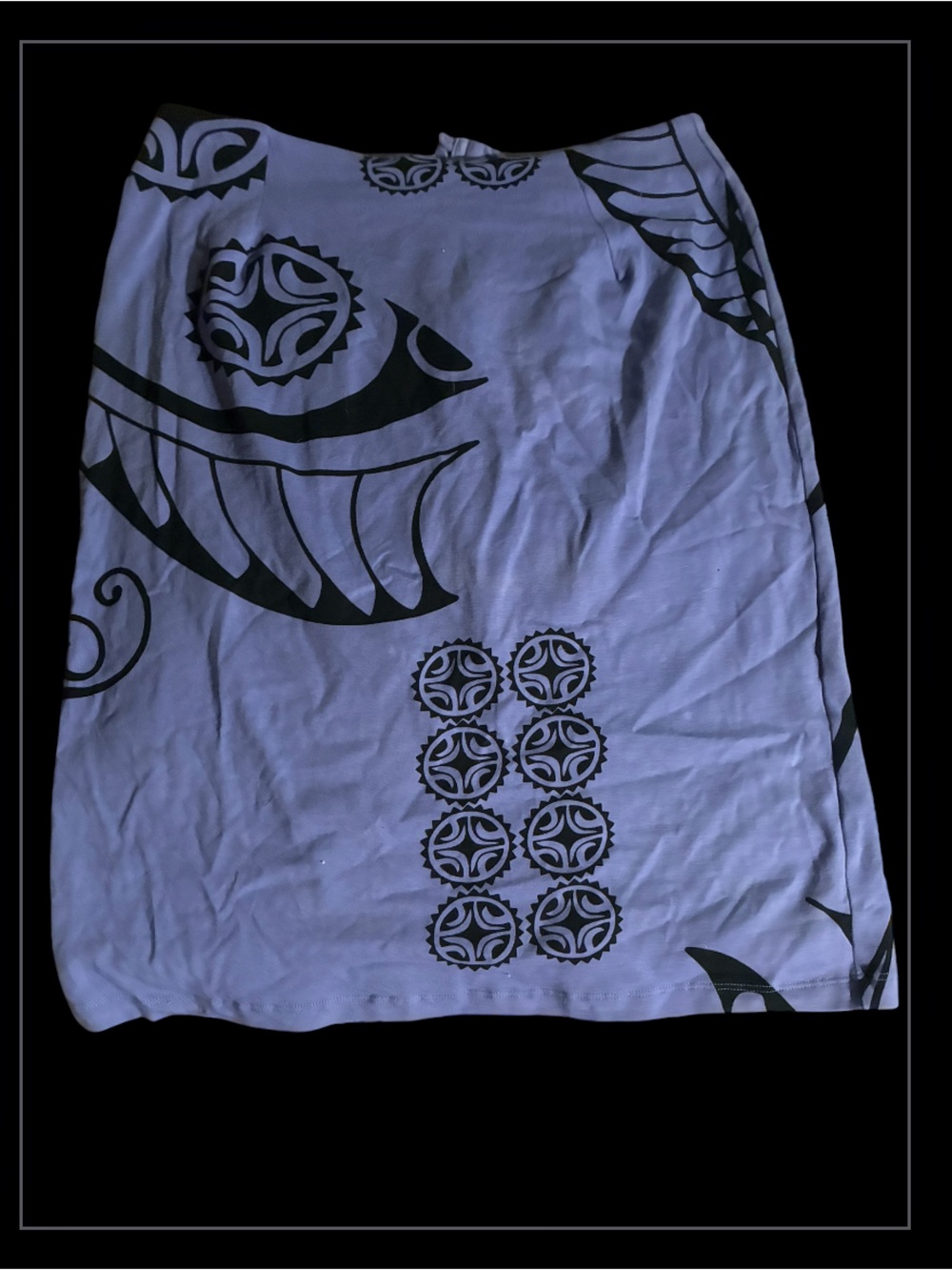 Wahine Toa Designs Lavender & Black Tribal Print Skirt - Size Medium
